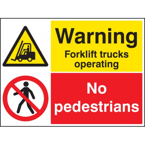 Warning Forklift Trucks Operating No Pedestrians