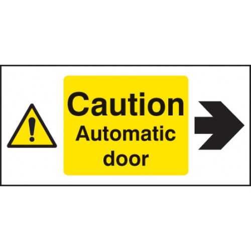 Caution Automatic Door Right | 200x100mm |  Self Adhesive Vinyl