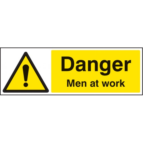 Danger Men At Work Self Adhesive Vinyl 300x100mm