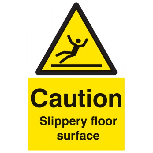 Caution Slippery Floor Surface Self Adhesive Vinyl 150x200mm