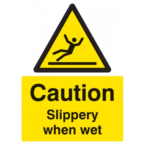 Caution Slippery When Wet Self Adhesive Vinyl 150x200mm