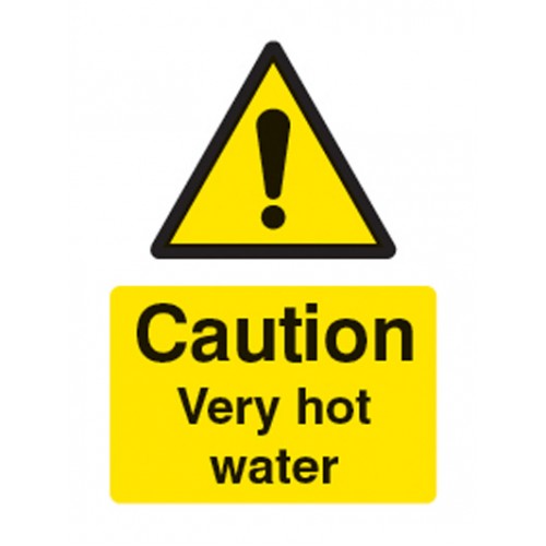 Caution Very Hot Water Self Adhesive Vinyl 600x200mm