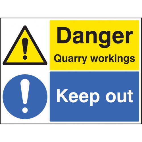 Danger Quarry Workings Keep Out Self Adhesive Vinyl 300x100mm