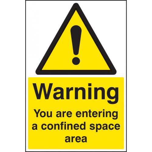 Warning You Are Entering A Confined Space Area Rigid Plastic 300x100mm