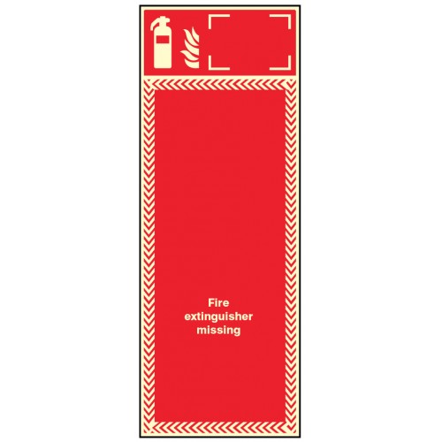 Extinguisher Missing Board Photoluminescent With ID Sign Option 300x800mm 3mm Pvc Back