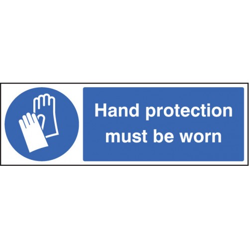 Hand Protection Must Be Worn Self Adhesive Vinyl 300x100mm
