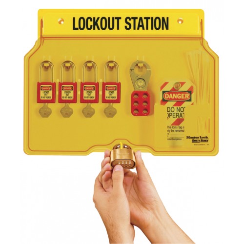 Lockout Station, 4 Lock Capacity, Includes Contents