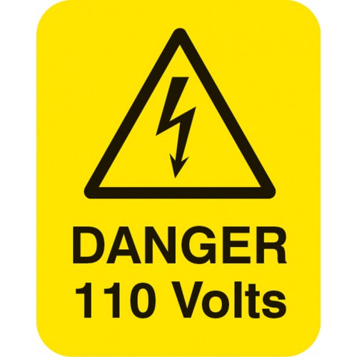 Danger 110 Volts Sheet Of 25 Labels 40x50mm