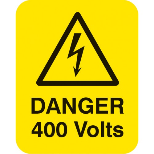 Danger 400 Volts Sheet Of 25 Labels 40x50mm