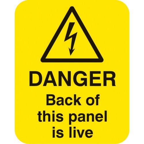 Danger Back Of This Panel Is Live Sheet Of 25 Labels 40x50mm