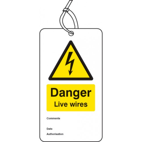 Danger Live Wires Double Sided Safety Tags (pack Of 10)