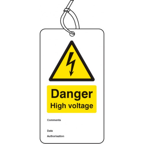 Danger High Voltage Double Sided Safety Tags (pack Of 10)