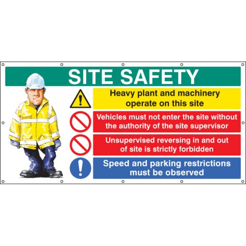 Site Safety Banner  (as 6415) C/w Eyelets