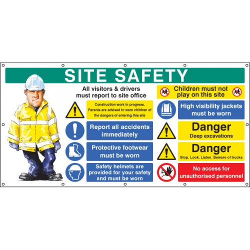 Site Safety Banner (as 58038) C/w Eyelets