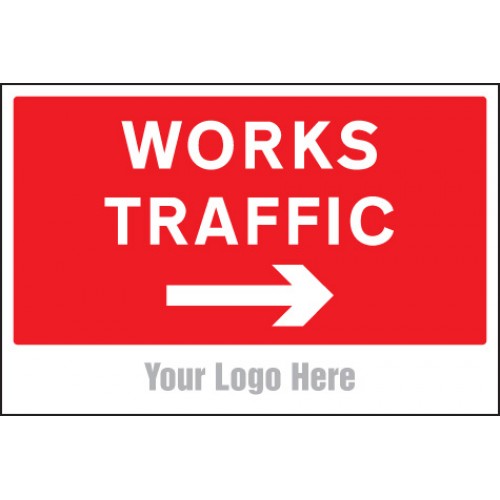 Works Traffic Only, Arrow Right, Site Saver Sign 600x400mm