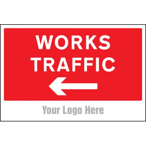 Works Traffic Only, Arrow Left, Site Saver Sign 600x400mm