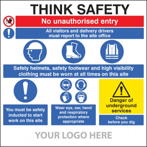 Site Safety Board, Multi-message, Underground Services, Site Saver Sign 1220x1220mm