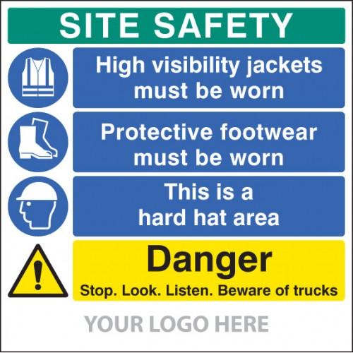 Site Safety Board, Hivis, Footwear,hard Hat, Trucks,  Site Saver Sign 1220x1220mm | 1220x1220mm |  Miscellaneous