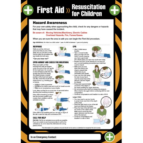 First Aid Resuscitation For Children 420x594mm Poster