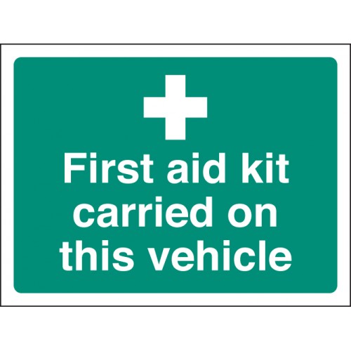 First Aid Kit Carried On This Vehicle (face Adhesive) Self Adhesive Vinyl 150x200mm