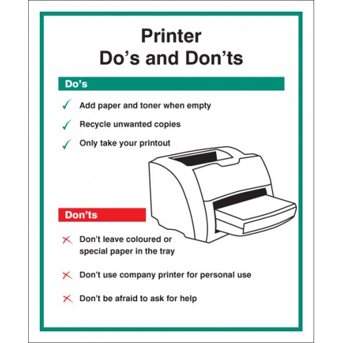 Printer - Do's & Dont's