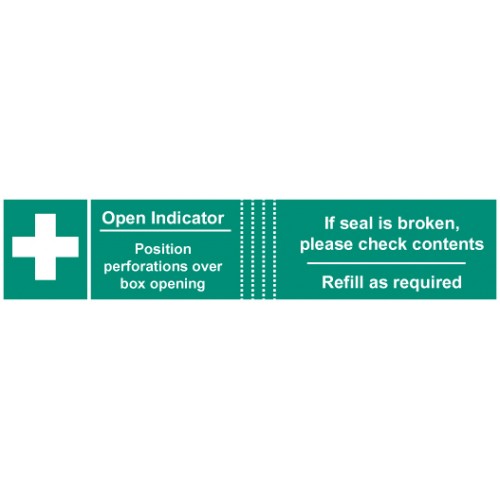First Aid Box Tamper Labels  (82x23mm On Roll Of 50)