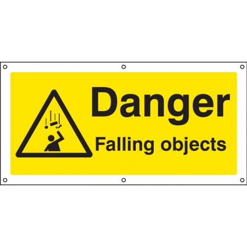 Danger Falling Objects Banner C/w Eyelets