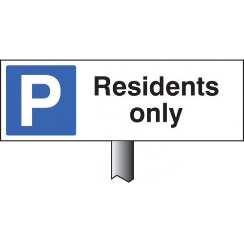 Parking Residents Only Verge Sign 450x150mm (post 800mm)