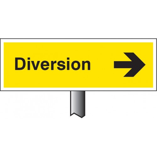 Verge Sign - Diversion Right 450x150mm (post 800mm)