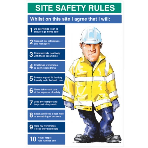Site Safety Rules Whilst On Site I Agree To 600x900 5mm Pvc | 600x900mm |  Miscellaneous