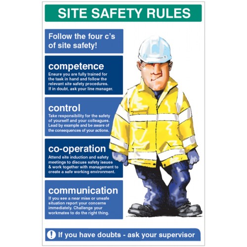 Site Safety Rules The Four C's Of Site Safety 600x900 5mm Pvc | 600x900mm |  Miscellaneous
