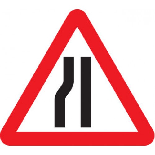 Road Narrows Left Fold Up 600mm Triangle Sign