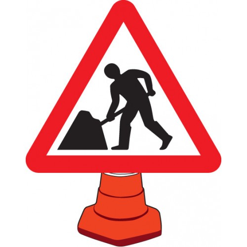 Road Works Cone Sign 750mm