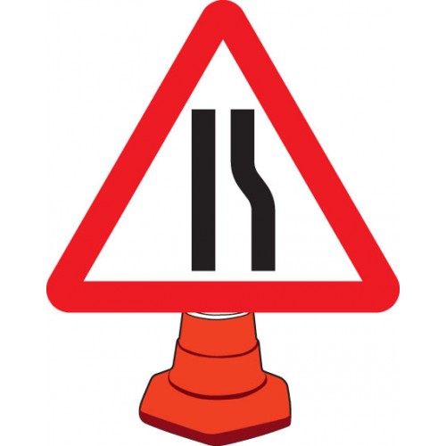 Road Narrowing Right Cone Sign 750mm