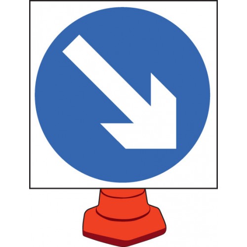 Keep Right Cone Sign 750mm