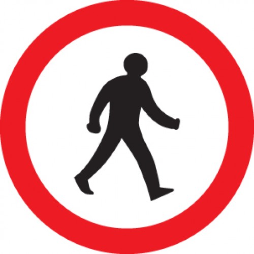 Pedestrians Prohibited Class R2 Permanent 600mm Dia (3mm Aluminium Composite)