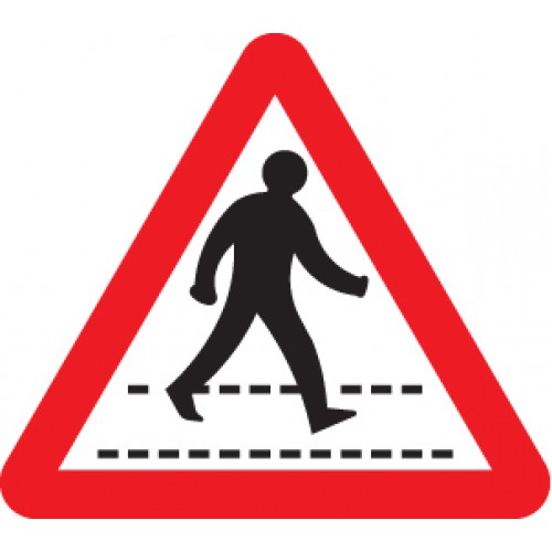 Pedestrians Crossing Ahead Class R2 Permanent 600mm Triangle (3mm Aluminium Composite)