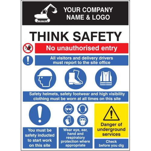 Site Safety Board 900x1200mm C/w Logo