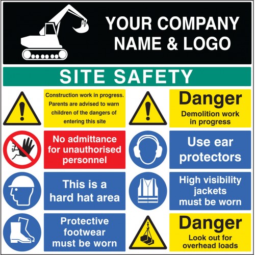 Site Safety Board 1200x1200mm C/w Logo