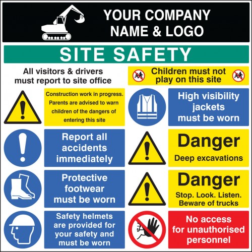 Site Safety Board 1200x1200mm C/w Logo |  |  Miscellaneous