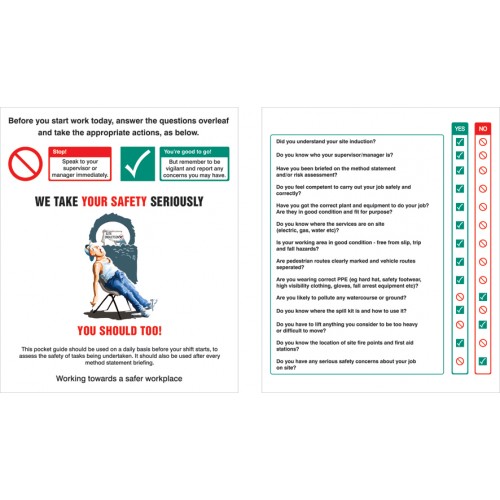 Pocket Guide Site Safety Induction (Pack Of 10) 75x90mm | 75x90mm |  Miscellaneous