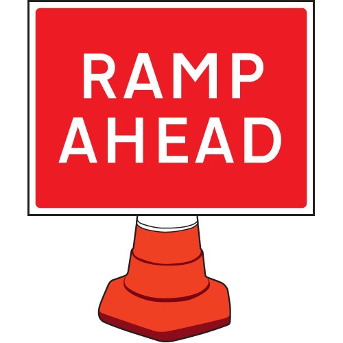 Ramp Ahead Cone Sign 600x450mm