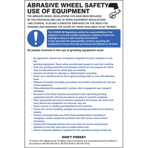 Abrasive Wheel Regulations Poster