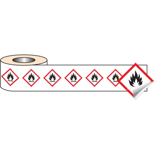 250 S/A Labels 50x50mm GHS Label - Flammable