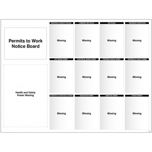 Site Notice Board With Doc Wallets (Permits To Work) 1430x1075 5mm Pvc