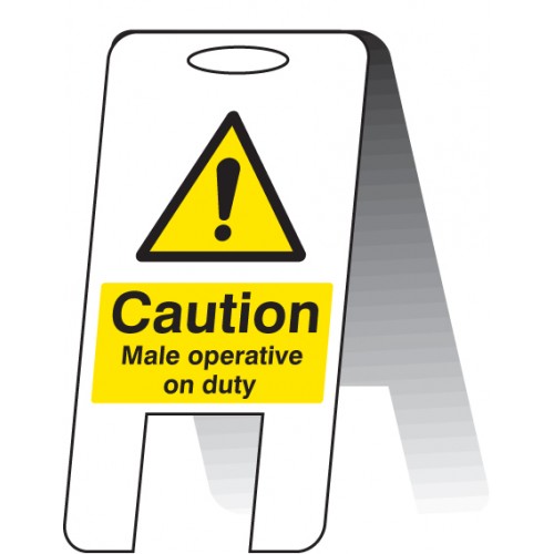Caution Male Operative On Duty (self Standing Folding Sign)