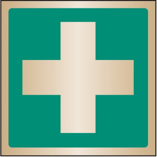 First Aid Symbol 100x100mm Brass