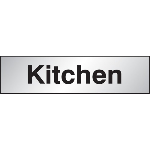Kitchen Sign 140x35mm Engraved Aluminium Effect Pvc