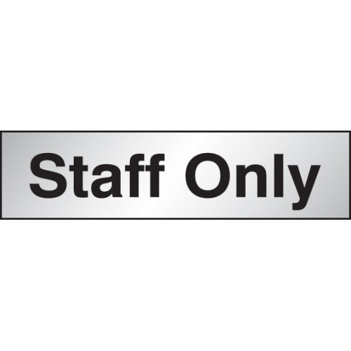 Staff Only Sign 140x35mm Engraved Aluminium Effect Pvc