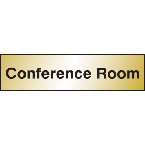 Conference Room Engraved Brass Effect Pvc Rigid Plastic 140x35mm